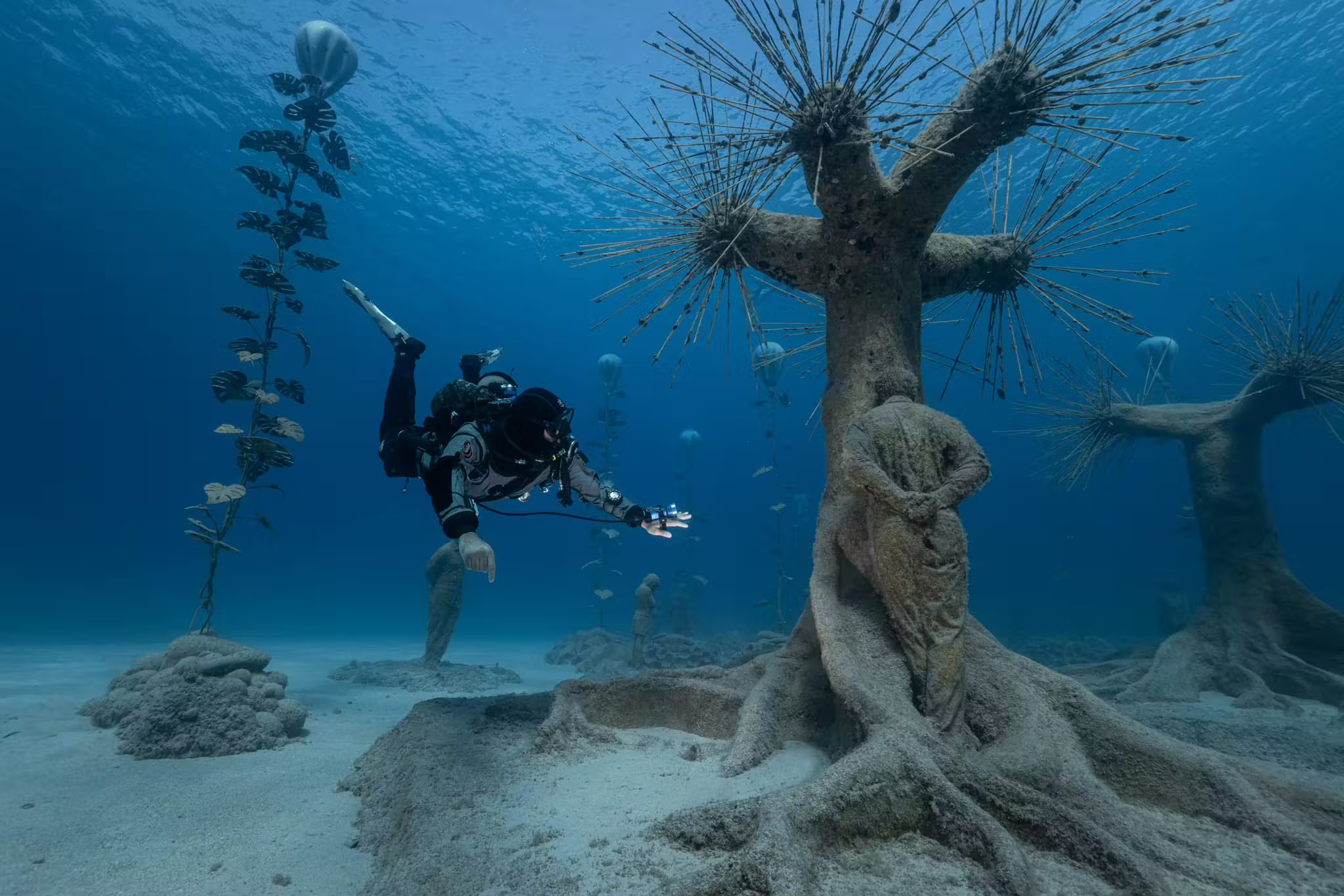 Imad Farhat GUE diver at MUSAN underwater sculpture museum Ayia Napa Cyprus